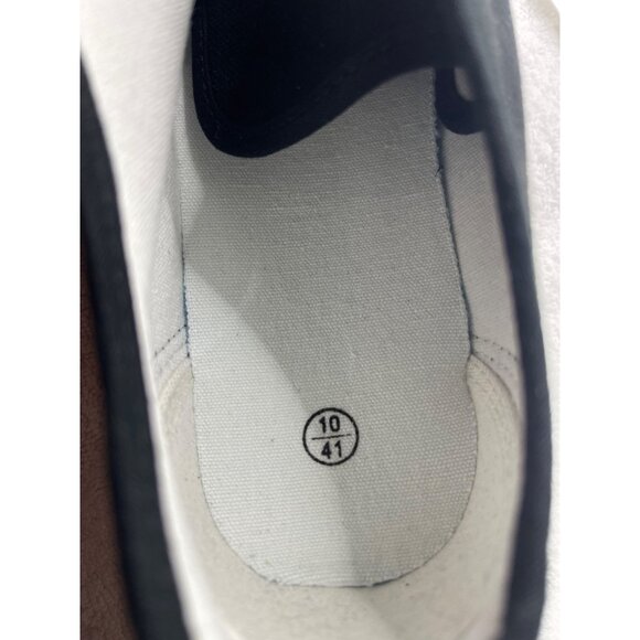 Women's casual sneakers in black canvas with white laces and soles, Size 10, New - Picture 8 of 8